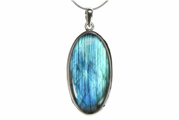 Brilliant Blue Labradorite Pendant (Necklace) - Sterling Silver #382499
